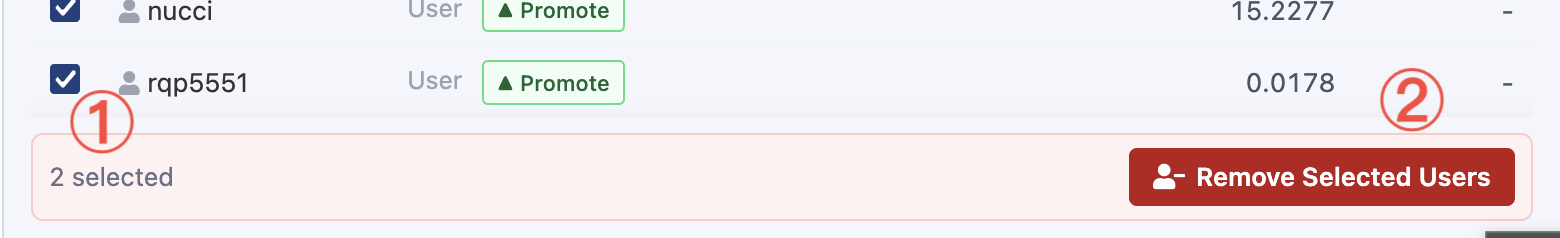 Remove Selected Users on Slurm Account Manager